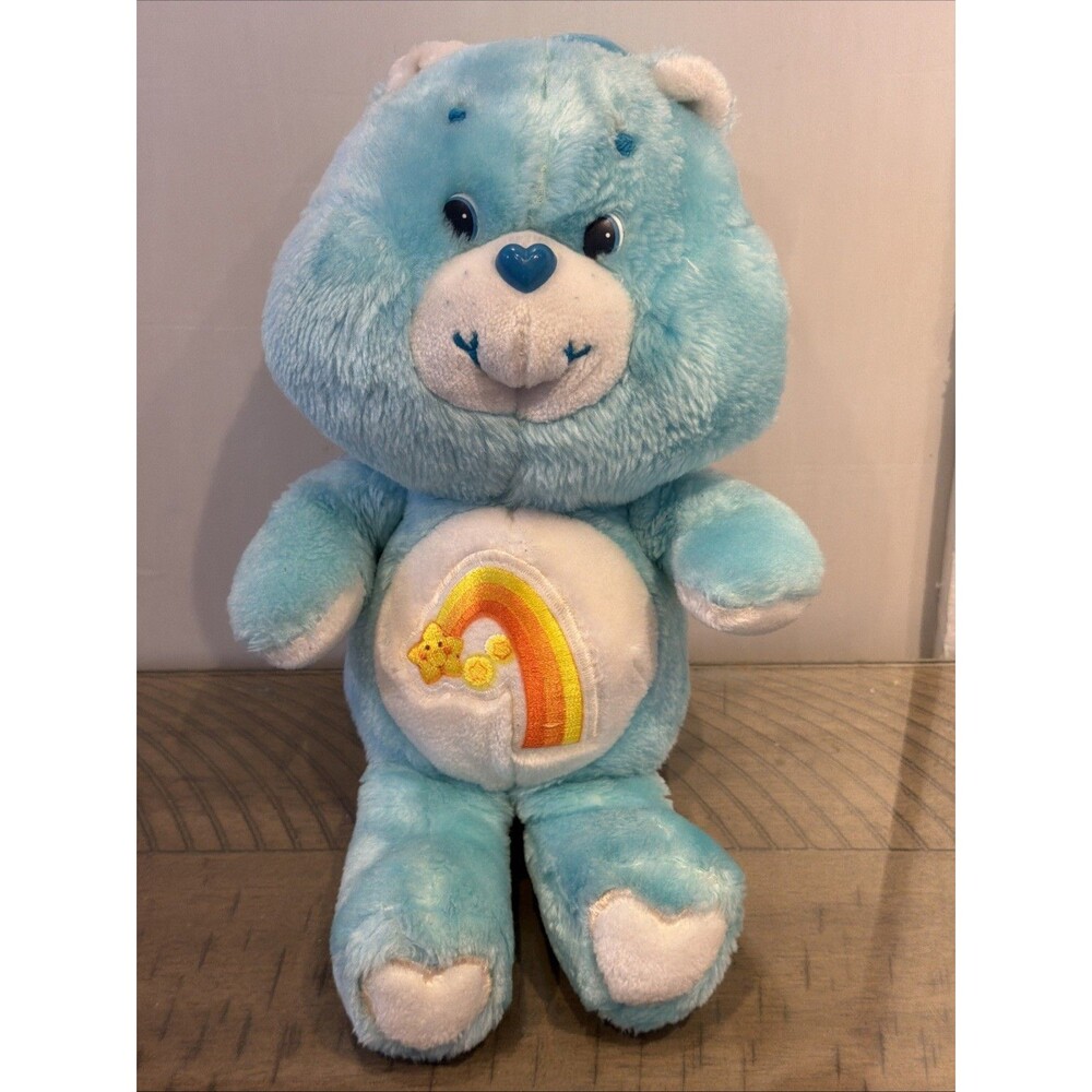 Vintage 1983 Kenner Care Bears Wish Bear Plush 13" Shooting Star blue